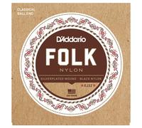 D'Addario Cuerdas para Guitarra Española EJ32 Folk Nylon, extremo de bola, negras 028-045