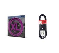 D'Addario EPS520 XL ProSteels Super Light (.009-.042) Electric Guitar Strings & Stagg SAC3PS DL - Cable para instrumentos (simétrico, 3 m) color negro
