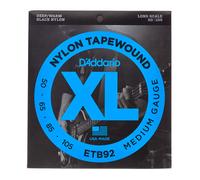 D'Addario Cuerdas para bajo ETB92 – Tapewound nylon negro, Calibre medio 50-105, Juego de 4