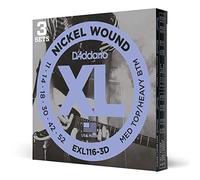 D'Addario EXL116-3D Nickel Wound Electric Guitar Strings, Medium Top/Heavy Bottom, 11-52, 3 Sets