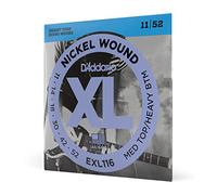 D'Addario EXL116 Cuerdas de Guitarra Eléctrica Entorchadas en Níquel, Medias Altas/Pesadas Inferiores, 11-52, 11-52, Med. Top/Hvy. Bottom, 1-Pack