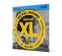 D'Addario EXL125 Cuerdas de Guitarra Eléctrica Entorchadas en Níquel, Súper Ligeras Superiores/Regulares Inferiores, 9-46, 9-46, Super Light Top/Reg. Bottom, 1-Pack