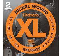 D'Addario Cuerdas Bajo Electrico - EXL160TP, Medio, 50-105 (paquete de 2), Escala larga