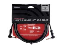 D'Addario Guitar Cable,Geo Tip for Secure Connection,In-Line HelioFused, Great Connection,Natural Tone,Durable Construction,1/4 Inch Male to 1/4 Inch Male - 15 Feet/4.57 Meters,Right Angle Ends,1 Pack
