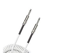 D'Addario Guitar Cable - Guitar Lead - Instrument Cable - Guitar Accessories - Coiled Cable - 30 Feet/9.14 Meters - White - 1 Pack
