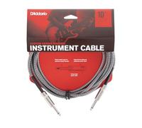 D'Addario Guitar Cable - Guitar Lead - Instrument Cable - Guitar Accessories - Custom Series Braided Cable - 10 Feet/3.05 Meters - Grey - 1 Pack