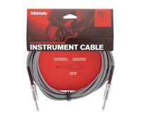 D'Addario Guitar Cable - Guitar Lead - Instrument Cable - Guitar Accessories - Custom Series Braided Cable - 15 Feet/4.57 Meters - Grey - 1 Pack