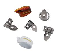 Planet Waves National Conjunto de púas, Acero inoxidable, Multi, Dedos y pulgares, Mediano/Grande, 6 púas
