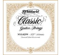 D'Addario NYL025W, cuerda individual de cobre recubierta en plata para guitarra clásica, .025