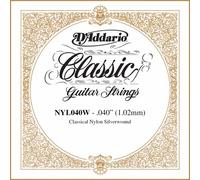 D'Addario NYL040W, cuerda individual de cobre recubierta en plata para guitarra clásica, .040