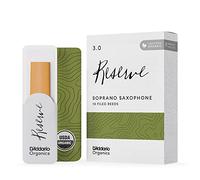 D'Addario Orgánico Reserve Soprano Cañas para Saxofón - Cañas de Saxo - La Primera y única Caña Ecológica - 3.0 Fuerza, 10 Paquete