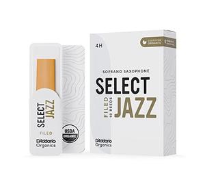 D'Addario Orgánico Select Jazz Filed Soprano Cañas para Saxofón - Cañas de Saxo - La Primera y única Caña Ecológica - 4 Duro, 5 Paquete