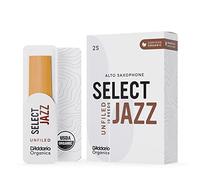 D'Addario Orgánico Select Jazz Unfiled Alto Cañas para Saxofón - Cañas de Saxo - La Primera y única Caña Ecológica - 2 Suave, 5 Paquete