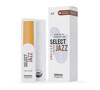 D'Addario Orgánico Select Jazz Unfiled Baritone Cañas para Saxofón - Cañas de Saxo - La Primera y única Caña Ecológica - 4 Duro, 5 Paquete