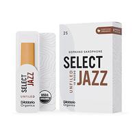 D'Addario Orgánico Select Jazz Unfiled Soprano Cañas para Saxofón - Cañas de Saxo - La Primera y única Caña Ecológica - 2 Suave, 5 Paquete