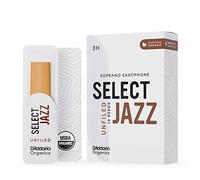 D'Addario Orgánico Select Jazz Unfiled Soprano Cañas para Saxofón - Cañas de Saxo - La Primera y única Caña Ecológica - 3 Duro, 5 Paquete