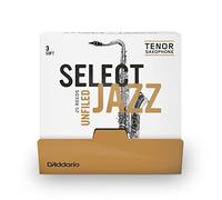 D'Addario Select Jazz Unfiled Tenor Saxophone Reeds, Strength 3 Soft, 25 Box