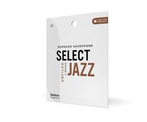 D'Addario Woodwinds Organic Select Jazz Cañas para saxofón soprano sin archivar - Cañas para saxofón - Selladas individualmente - 2 suaves, paquete de 3