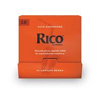 D'Addario Woodwinds - Rico Alto Sax Reeds - Cañas para Saxofón Alto - Cañas para Saxofón Alto hechas a mano para principiantes, estudiantes, educadores - Fuerza 2.0, 25-Pack - Sellado individual
