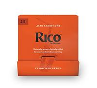 D'Addario Woodwinds - Rico Alto Sax Reeds - Cañas para Saxofón Alto - Cañas para Saxofón Alto hechas a mano para principiantes, estudiantes, educadores - Fuerza 2.5, 25-Pack - Sellado individual