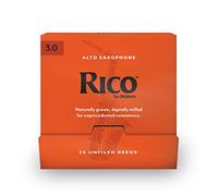 D'Addario Woodwinds - Rico Alto Sax Reeds - Cañas para saxofón alto - Cañas para saxofón alto hechos a mano para principiantes, estudiantes, educadores - Fuerza 3.0, 25-Pack - Sellado individual