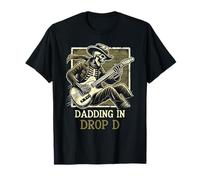 Dadding In Drop D Funny Fathers Day Guitarra Esqueleto Música Camiseta