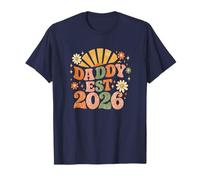 Daddy EST 2026 Groovy Retro 70s Flower New Dad Día del Padre Camiseta