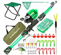 Daddy Go Fish Niños Caña de Pescar telescópica Spincast Combo Silla Plegable Soporte de Varilla Caja de Aparejos Red de Cebo Bolsa de Transporte Niños Niñas - Verde, 4ft