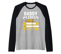 Daddy Level Max Strength Bad Chistes Dormir Jugador Papá Broma Camiseta Manga Raglan