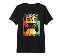 Daddy Level Unlocked Fathers Day Funny Video Gamer Dad To Be Camiseta Premium