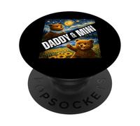 Daddy & Mini Cute Bear Matching Día del Padre Noche Estrellada PopSockets PopGrip Adhesivo