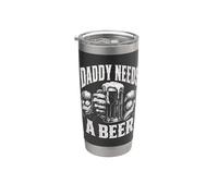 Daddy Needs A Beer Muscular Dad Día del Padre Divertido Vaso térmico de acero inoxidable de doble pared