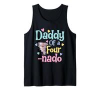 Daddy of A Fournado Funny Dad 4th Birthday Matching Family Camiseta sin Mangas