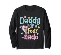 Daddy of A Fournado Funny Dad 4th Birthday Matching Family Manga Larga