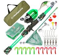 Daddygofish Conjunto De Caña De Pescar para Niños, Caña, Carrete Y Caja De Aparejos - Kit De Equipo Pequeño para El Primer Año De Vida De Niños Y Niñas (Essential Set, Verde, 5ft)