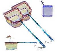 DaddyGoFish Red de Pesca para niños, Bolsa de Cebo telescópica Ultraligera para atrapar Pescado, Rana, pececillos, Mariposa, Playa, Estanque para niños y niñas (Stil2 Paquete 2 (Azul + Azul))