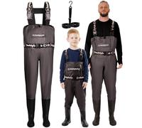 DaddyGoFish Vadeadores de Pecho para niños y Adultos, vadeadores de Pesca y Caza con Bolsillo y Colgador de vadeador