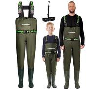 DaddyGoFish Vadeadores de Pecho para niños y Adultos, vadeadores de Pesca y Caza con Bolsillo y Colgador de vadeador