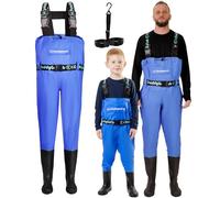 DaddyGoFish Vadeadores de Pecho para niños y Adultos, vadeadores de Pesca y Caza con Bolsillo y Colgador de vadeador