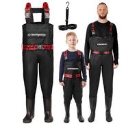DaddyGoFish Vadeadores de pecho para niños y adultos, vadeadores de pesca y caza con un bolsillo y un colgador de vadeador
