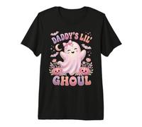Daddy'S Lil' Ghoul Funny Pastel Pink Ghost Halloween Graphic Camiseta Premium