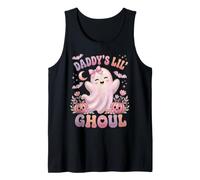 Daddy'S Lil' Ghoul Funny Pastel Pink Ghost Halloween Graphic Camiseta sin Mangas