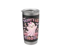 Daddy's Lil' Ghoul Funny Pastel Pink Ghost Halloween Graphic Vaso térmico de acero inoxidable de doble pared