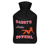 Daddy's Little Cowgirl Botella de agua de goma con cubierta de felpa suave, bolsa de agua caliente para invierno, manos y pies, protección contra el frío, 1000 ml