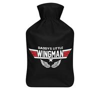 Daddy's Little Wingman - Botella de agua de goma con cubierta de felpa suave, bolsa de agua caliente para invierno, manos y pies, protección contra el frío, 1000 ml