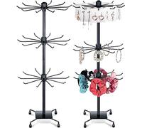 DADEA Paquete de 2 estantes giratorios para joyas, estante ajustable de 3 niveles, torre de metal para colgar joyas, soporte de joyería para llavero, aretes, collar (B, 28 pulgadas)