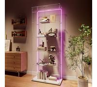 DADEA Vitrina de cristal con LED RGB,vitrina de cristal de pie con cerradura de 5 capas, 2 puertas, vitrina de cristal, vitrina para salón, bar, oficina, 78,5 x 34,5 x 186,5 cm