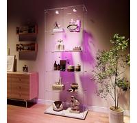 DADEA Vitrina de cristal con LED RGB,vitrina de cristal de pie con cerradura de 5 capas, 2 puertas, vitrina de cristal, vitrina para salón, bar, oficina, 78,5 x 34,5 x 186,5 cm
