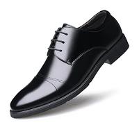 DADIJIER Dress Oxford Shoes For Men Lace Up Height Increasing Elevator 2.3inch Round Cap Toe Leather Block Heel Non Slip Low Top Anti-Slip Party Zapatos de Vestir (Color : Black Taller, Tamaño : 39