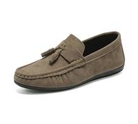 DADIJIER Men's Loafers Nubuck Leather with Tassel Driving Style Loafer Slip Resistant Lightweight Flexible Casual Slip-ons (Color : Caqui, Tamaño : 44 EU)
